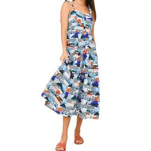 Oliphant Tie Strap Pacifica Midi Dress Size XS